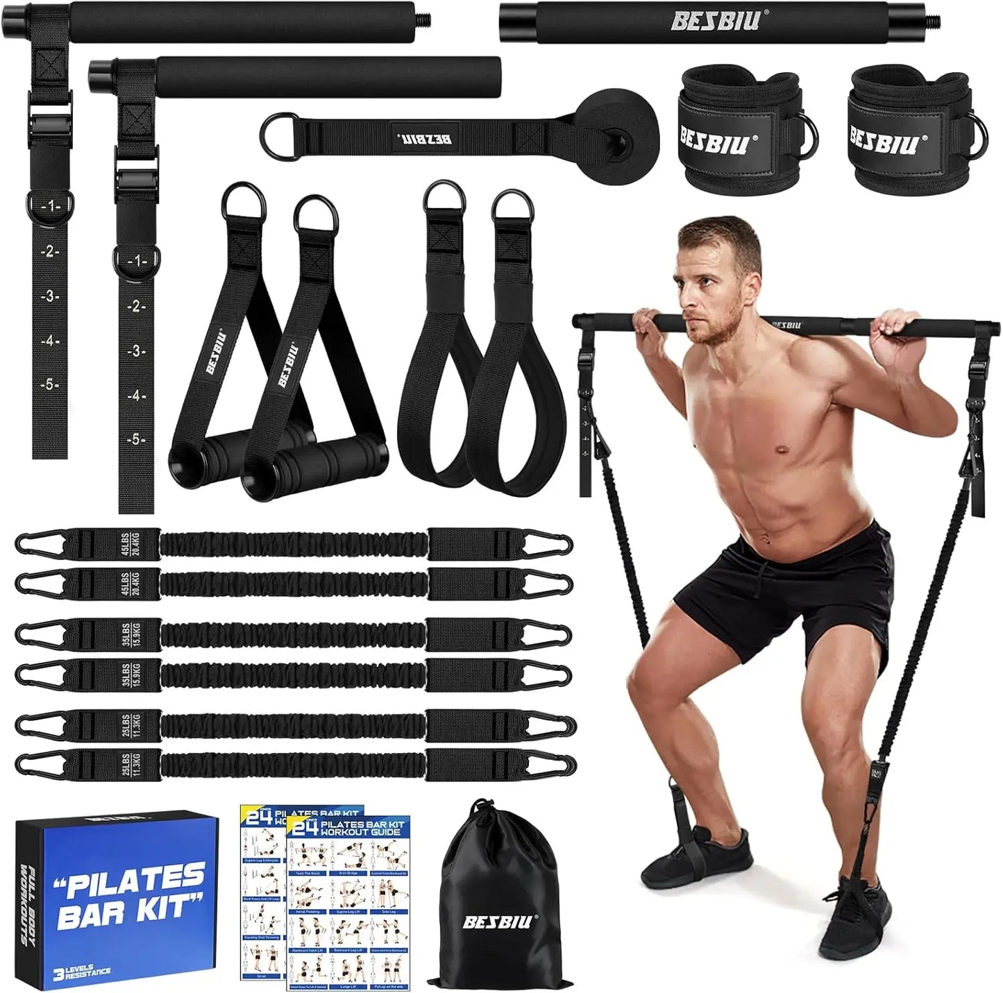 Ultimate Pilates Bar Kit – 210lbs Resistance