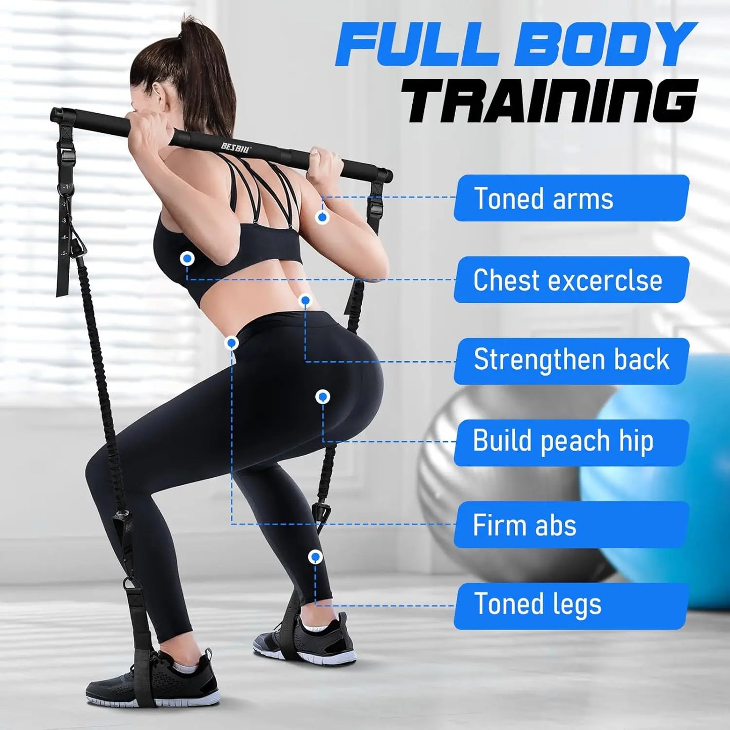 Ultimate Pilates Bar Kit – 210lbs Resistance